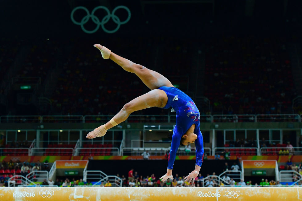 Day two: Ellie Downie competes in the qualifying round for the Women's Balance-Beam Event of the Artistic Gymnastics, making it through despite a dramatic fall. 
