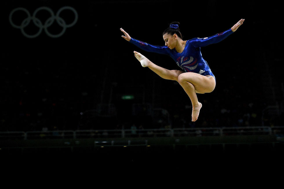 Day two: Claudia Fragapane of Great Britain competes on the balance beam.
