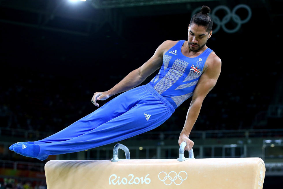 Day three: Louis Smith competes on the pommel horse during the Men's Artistic Gymnastics Qualifying Rounds. 
